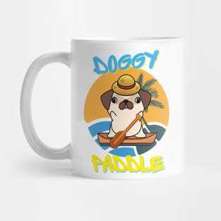 Pug doing the doggy paddle on a boat Mug